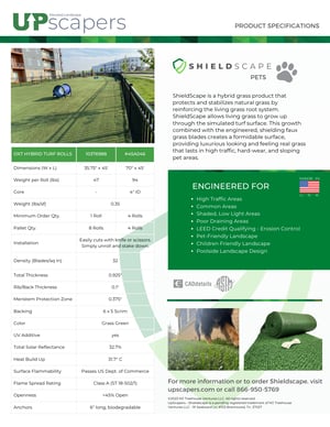 UPSCAPERS SHIELDSCAPE HYBRID TURF - PET AREAS  - SPEC SHEET