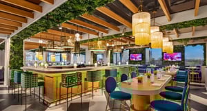 lake-nona-wave-hotel-haven-restaurant-greenery-wall-green-wall-on-ceiling