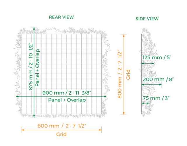 green wall specifications - living wall details for vistagreen artifiical living walls on caddetails vista green cad details